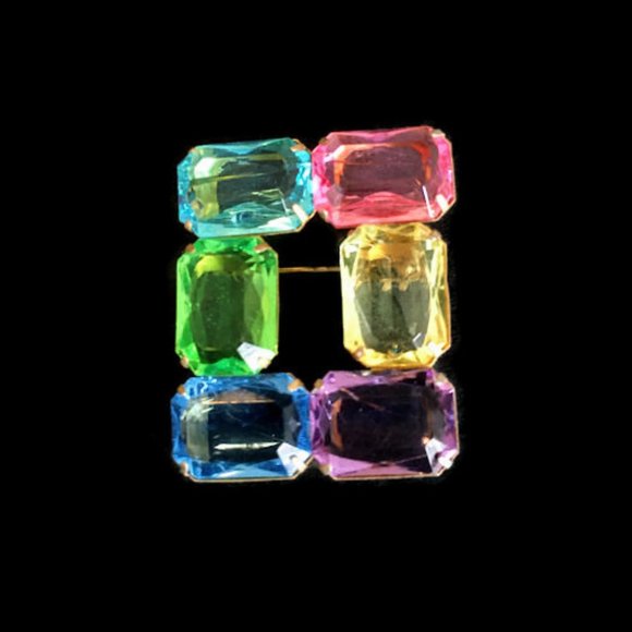 Vintage Jewelry - Vintage Colorful Rhinestone Brooch